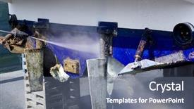  Presentation with boat - Beautiful slide deck featuring blue boat hull cleaning pressure backdrop and a gray colored foreground