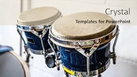  Presentation with musical instrument - Presentation having blue-bongos-drums-in-recording background and a lemonade colored foreground