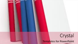  Presentation with red white blue - Presentation theme consisting of blue books with blank cover background and a coral colored foreground