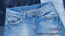  Presentation with jeans - Beautiful theme featuring blue bottom line - many jeans closeup backdrop and a light blue colored foreground
