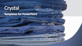  Presentation with jeans - PPT theme consisting of blue bottom line - many jeans stacked background and a ocean colored foreground