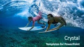  Presentation with blue wave - Beautiful presentation featuring blue bottom line - two surfers dive backdrop and a ocean colored foreground