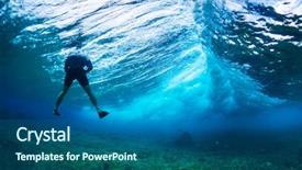  Presentation with wave - Audience pleasing presentation consisting of blue bottom line - underwater photographer floats backdrop and a ocean colored foreground