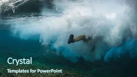  Presentation with wipe - Colorful slide set enhanced with blue bottom line - underwater shot of the surfer backdrop and a ocean colored foreground