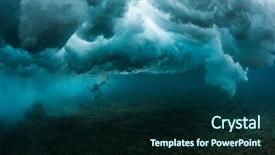  Presentation with ocean wave - Colorful slide deck enhanced with blue bottom line - underwater view of the surfer backdrop and a navy blue colored foreground