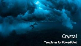  Presentation with ocean wave - Colorful slide deck enhanced with blue bottom line - underwater view of the surfer backdrop and a black colored foreground