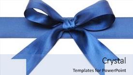  Presentation with blue - Presentation design enhanced with blue bow isolated on white background and a light blue colored foreground