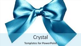  Presentation with silk - Beautiful PPT theme featuring blue bow made from silk backdrop and a light blue colored foreground