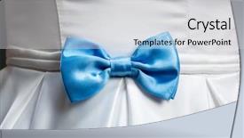  Presentation with white wedding - Colorful PPT layouts enhanced with blue bow on white wedding dress backdrop and a light gray colored foreground