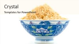  Presentation with brown rice - Presentation with blue bowl with brown rice background and a blonde colored foreground