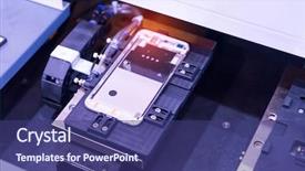  Presentation with factory - Slide deck having blue brain - factory for production of mobile background and a violet colored foreground