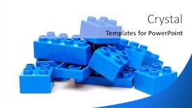  Presentation with white bricks - Cool new presentation theme with blue bricks isolated on white backdrop and a white colored foreground