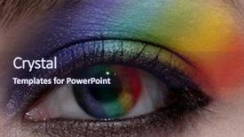  Presentation with rainbow - PPT theme having gold purple - beautiful female eye with make-up background and a violet colored foreground