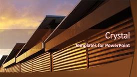  Presentation with storage - Colorful PPT layouts enhanced with storage cabins with stripped wood backdrop and a tawny brown colored foreground