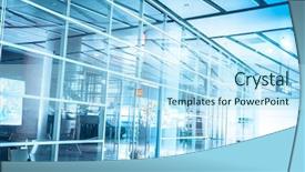  Presentation with railway - Beautiful slide deck featuring business blue - interior of modern corridor backdrop and a sky blue colored foreground