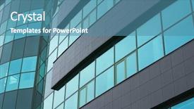  Presentation with modern building - Audience pleasing slides consisting of blue business background - close-up of modern building backdrop and a teal colored foreground