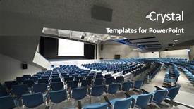  Presentation with cinema - Theme enhanced with cinema architecture - interior of a conference hall background and a  colored foreground