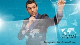  Presentation with virtual - Cool new presentation theme with blue map - picture of man in suit backdrop and a teal colored foreground