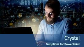  Presentation with electronics - Cool new presentation design with blue calculations in the background backdrop and a ocean colored foreground