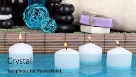  Presentation with beautiful of bamboo forest - Colorful PPT layouts enhanced with blue candle - beautiful spa setting near pool backdrop and a light blue colored foreground