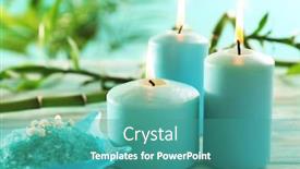  Presentation with blue spa - Slide set enhanced with blue candles with spa salt and bamboo on table background and a teal colored foreground