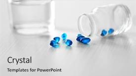  Presentation with pill bottle - Slides featuring blue capsules spilled from pill background and a light gray colored foreground