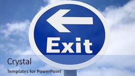  Presentation with car park - Presentation with blue car park exit sign with a left pointing arrow background and a light blue colored foreground