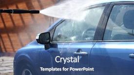  Presentation with air pollution car - Beautiful presentation theme featuring blue car washing on open backdrop and a ocean colored foreground