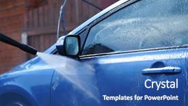  Presentation with car cleaning - Presentation theme enhanced with blue car washing on open background and a ocean colored foreground