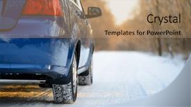  Presentation with winter blue - Audience pleasing presentation theme consisting of traction - blue car with winter tires backdrop and a coral colored foreground