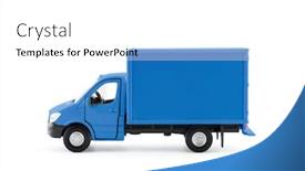  Presentation with cargo - Audience pleasing PPT theme consisting of blue-cargo-delivery-truck-side backdrop and a white colored foreground