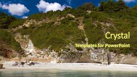  Presentation with greece blue - Theme enhanced with blue caves along the shore background and a tawny brown colored foreground