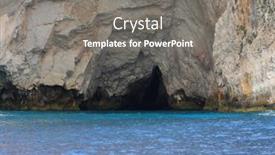  Presentation with greece blue - Slide set having blue-caves-in-zakynthos-ionian background and a gray colored foreground