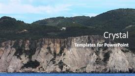  Presentation with greece blue - Theme having blue-caves-on-zakynthos-island background and a dark gray colored foreground