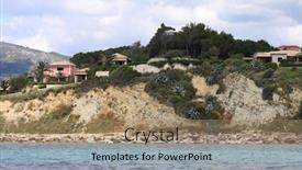  Presentation with greece blue - Audience pleasing theme consisting of blue-caves-on-zakynthos-island backdrop and a coral colored foreground