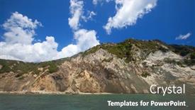  Presentation with greece blue - Cool new slide deck with blue-caves-on-zakynthos-island backdrop and a violet colored foreground