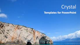  Presentation with greece blue - PPT layouts featuring blue-caves-on-zakynthos-island background and a teal colored foreground