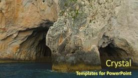  Presentation with greece blue - Audience pleasing presentation design consisting of blue-caves-on-zakynthos-island backdrop and a tawny brown colored foreground