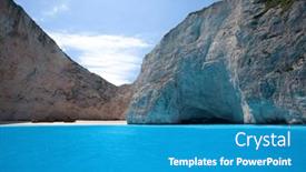  Presentation with caves - Presentation theme enhanced with blue-caves-on-zakynthos-island background and a teal colored foreground