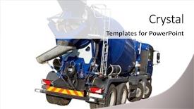  Presentation with mixer truck - Slides enhanced with blue cement mixer truck isolated background and a white colored foreground