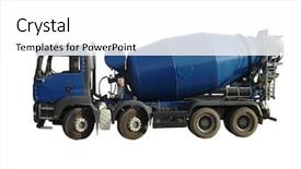  Presentation with mixer truck - Amazing slide set having blue cement mixer truck isolated backdrop and a white colored foreground