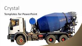  Presentation with mixer truck - Theme featuring blue-cement-mixer-truck-isolated background and a  colored foreground