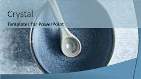  Presentation with ceramic - Presentation design with blue-ceramic-bowl-on-rustic background and a light blue colored foreground