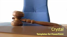  Presentation with court gavel - Beautiful presentation theme featuring blue chair and a court backdrop and a tawny brown colored foreground