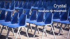  Presentation with chairs - Beautiful slides featuring college event - blue chairs in a row backdrop and a navy blue colored foreground
