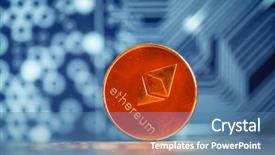  Presentation with cryptocurrency - Slide deck with blue chart in the background background and a teal colored foreground