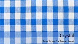  Presentation with tablecloth - Presentation having blue checked fabric tablecloth background and a light blue colored foreground