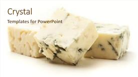  Presentation with blue cheese - PPT theme consisting of blue cheese isolated on a white background background and a cream colored foreground
