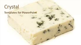  Presentation with blue cheese - Audience pleasing slides consisting of blue cheese piece isolated on a white background backdrop and a cream colored foreground
