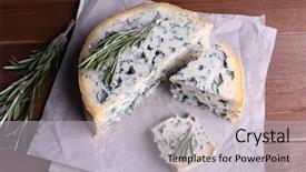  Presentation with blue cheese - Colorful PPT theme enhanced with blue cheese with sprigs backdrop and a light gray colored foreground